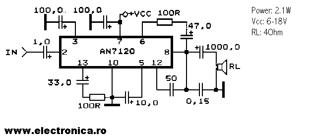 AN7120 power audio amplifier schematic