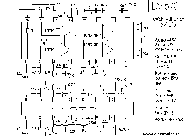LA4570 power audio amplifier schematic