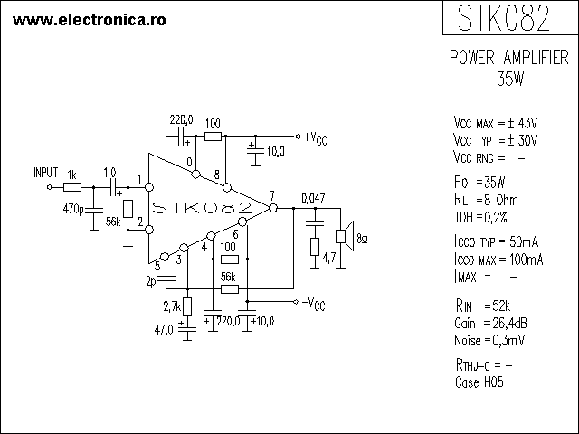 STK082 power audio amplifier schematic