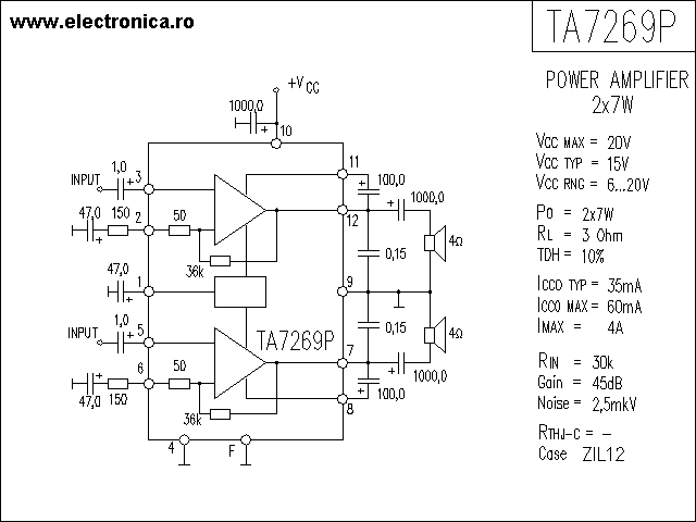 TA7269P power audio amplifier schematic
