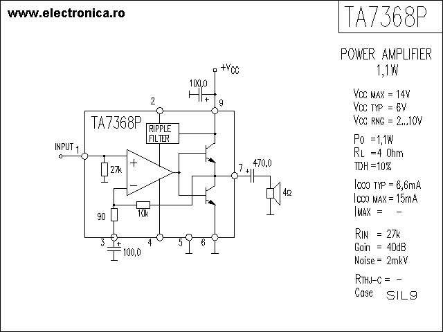 TA7368P power audio amplifier schematic