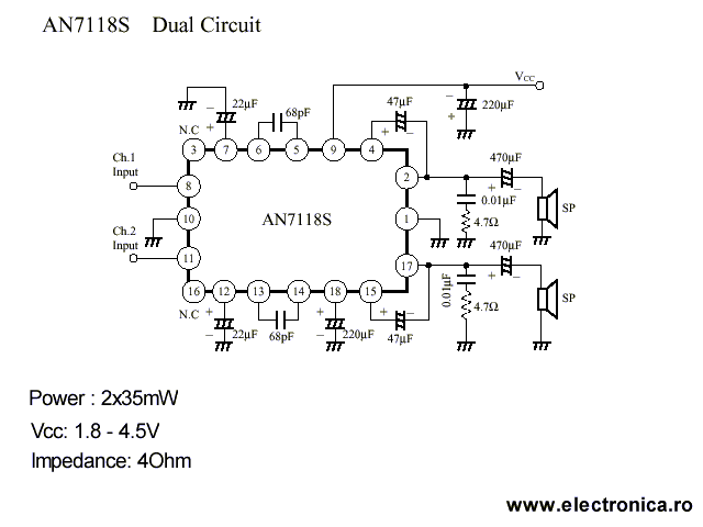 AN7118S power audio amplifier schematic