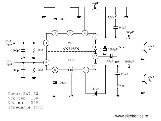 AN7158N power audio amplifier schematic