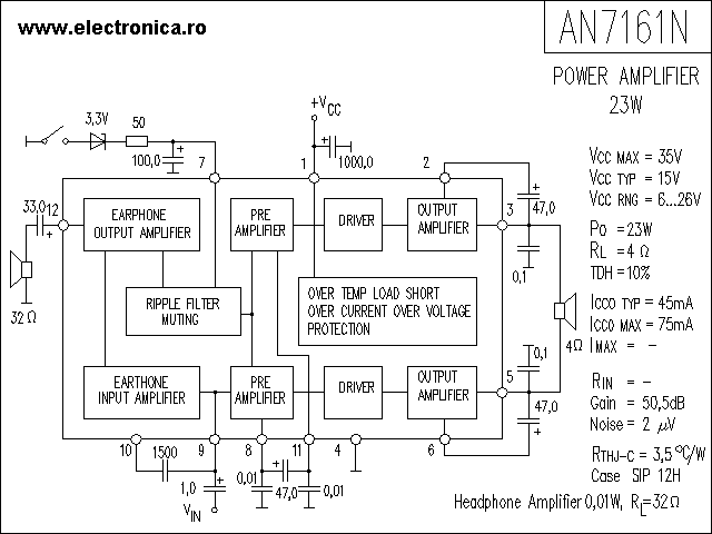 AN7161N power audio amplifier schematic