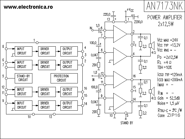 AN7173NK power audio amplifier schematic