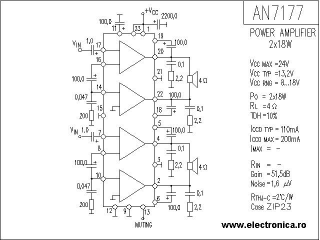 AN7177 power audio amplifier schematic