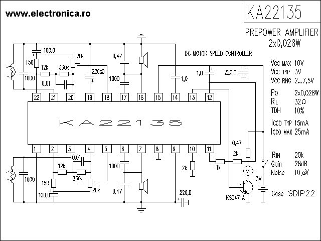 KA22135 power audio amplifier schematic