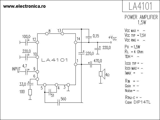 LA4101 power audio amplifier schematic