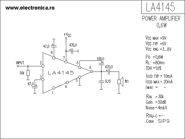 LA4145 power audio amplifier schematic