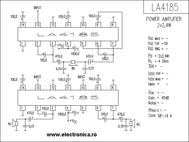 LA4185 power audio amplifier schematic