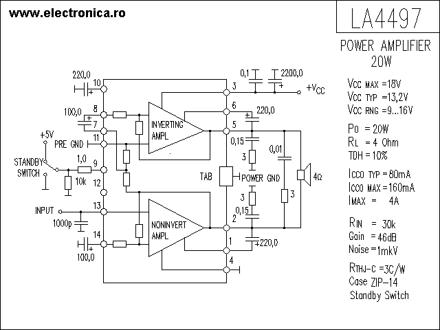 LA4497 power audio amplifier schematic