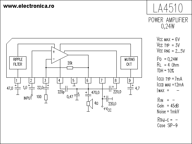LA4510 power audio amplifier schematic