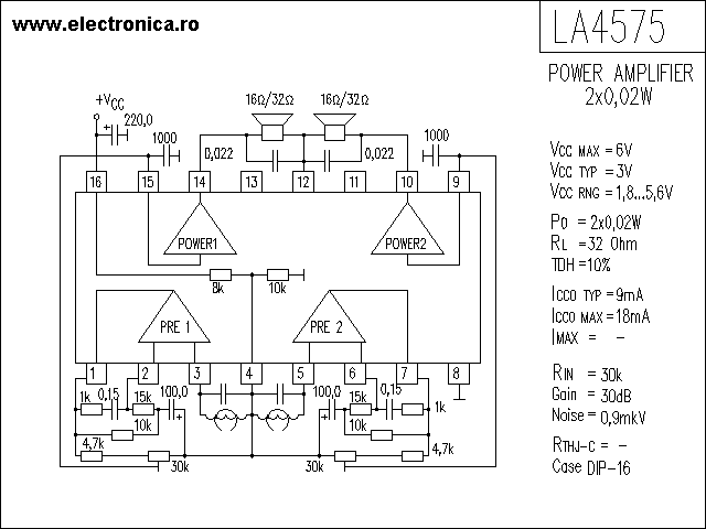 LA4575 power audio amplifier schematic