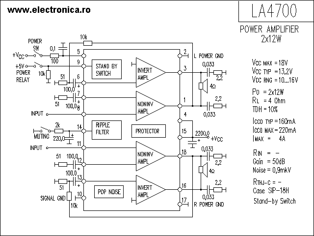 LA4700 power audio amplifier schematic
