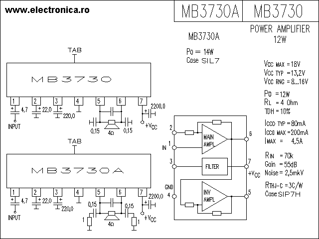 MB3730 power audio amplifier schematic