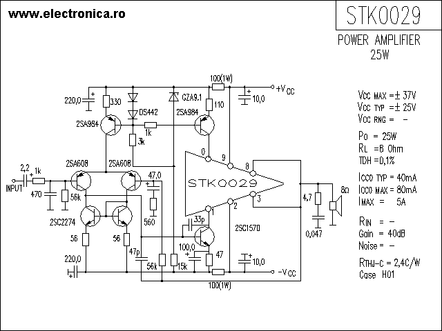 STK0029 power audio amplifier schematic
