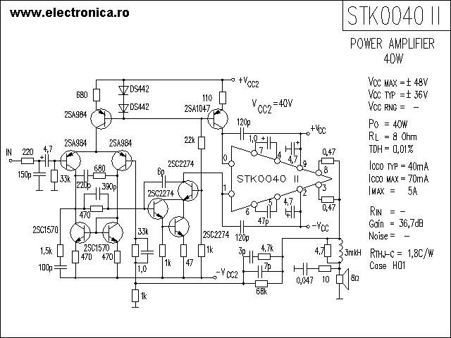 STK0040II power audio amplifier schematic