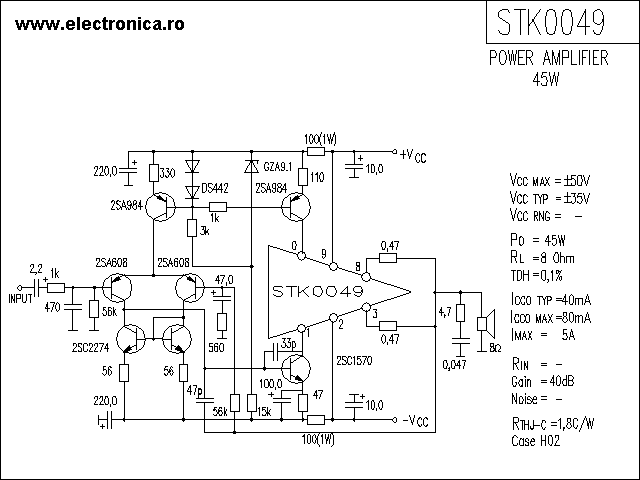 STK0049 power audio amplifier schematic