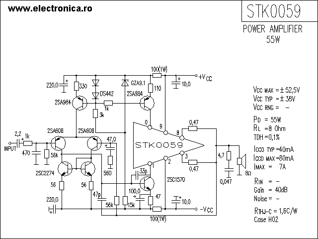 STK0059 power audio amplifier schematic