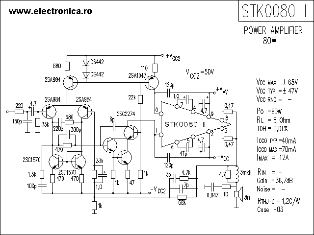STK0080II power audio amplifier schematic