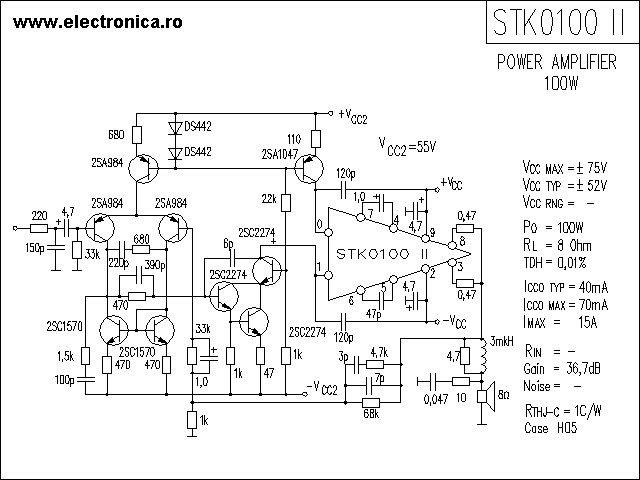 STK0100II power audio amplifier schematic