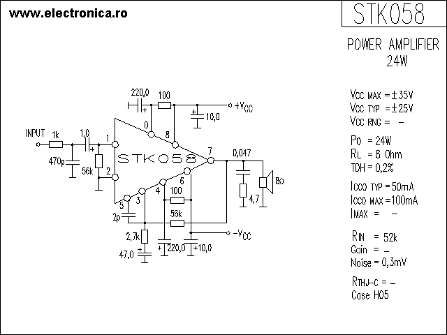 STK058 power audio amplifier schematic