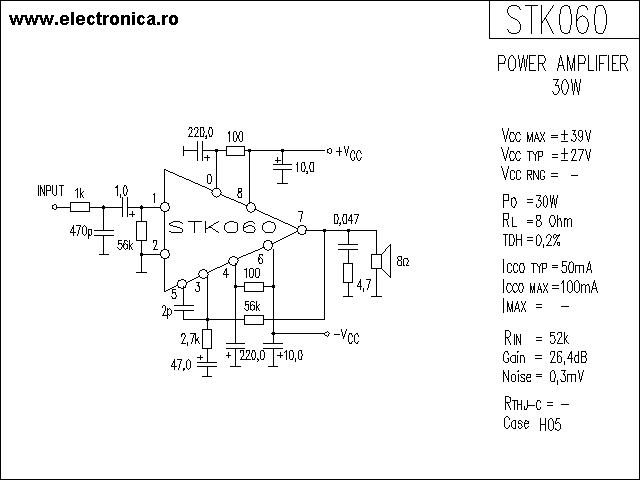 STK060 power audio amplifier schematic