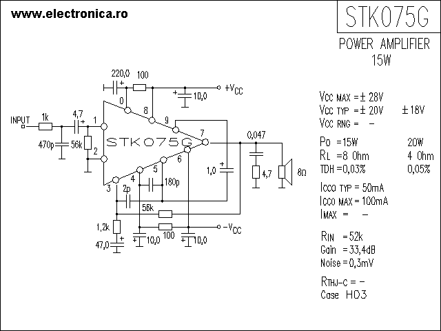 STK075G power audio amplifier schematic