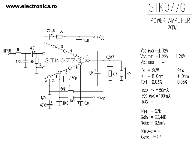 STK077G power audio amplifier schematic
