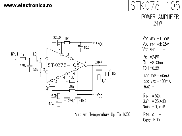 STK078-105 power audio amplifier schematic