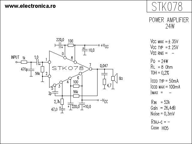 STK078 power audio amplifier schematic