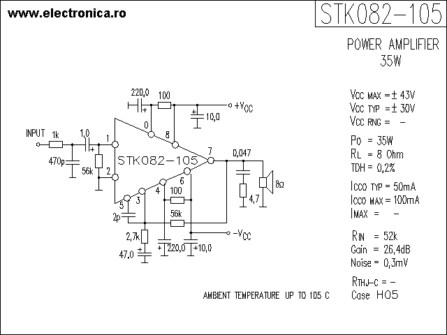 STK082-105 power audio amplifier schematic