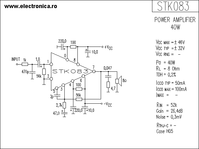 STK083 power audio amplifier schematic