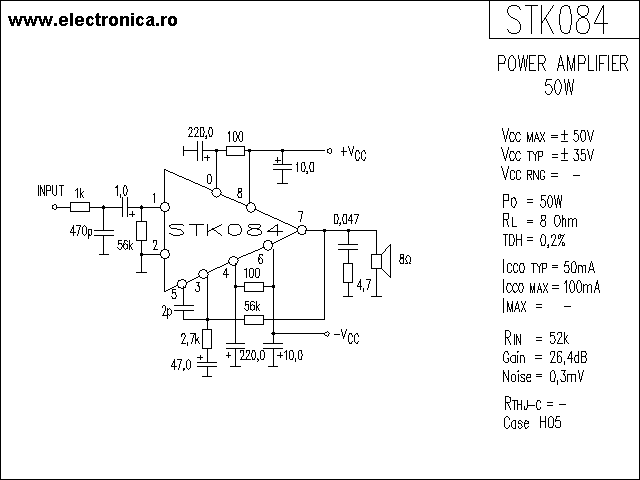 STK084 power audio amplifier schematic