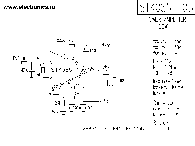STK085-105 power audio amplifier schematic