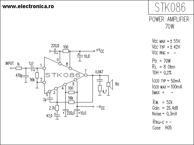 STK086 power audio amplifier schematic