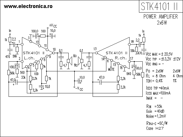 STK4101II power audio amplifier schematic