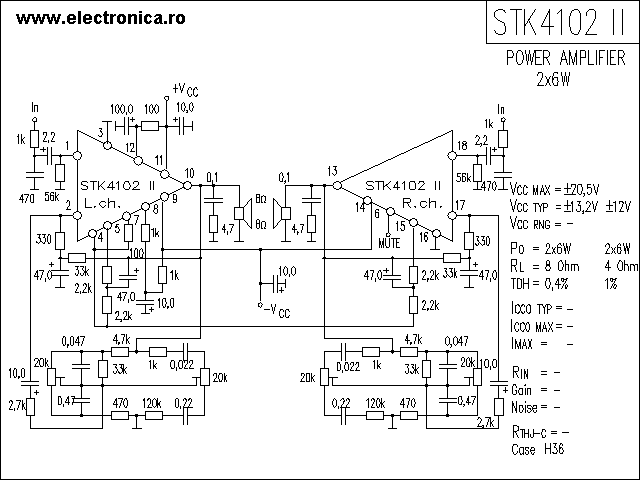 STK4102II power audio amplifier schematic