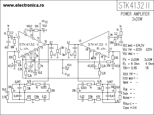 STK4132II power audio amplifier schematic