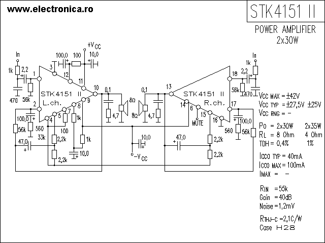 STK4151II power audio amplifier schematic