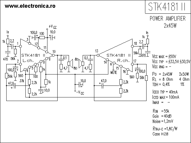 STK4181II power audio amplifier schematic