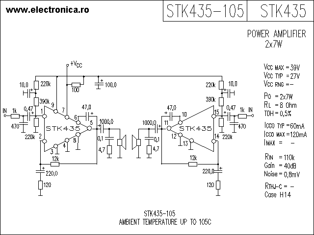 STK435 power audio amplifier schematic