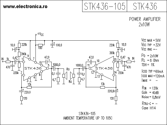 STK436 power audio amplifier schematic
