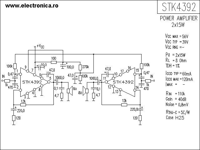 STK4392 power audio amplifier schematic
