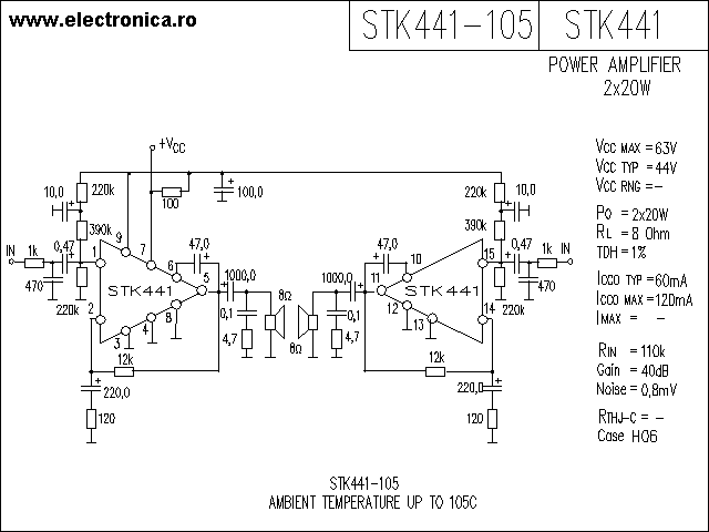 STK441 power audio amplifier schematic