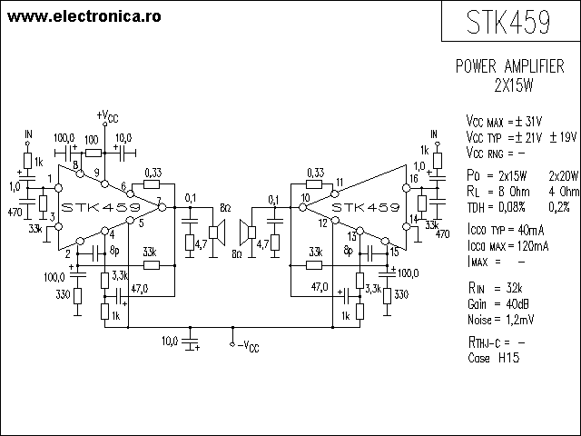 STK459 power audio amplifier schematic