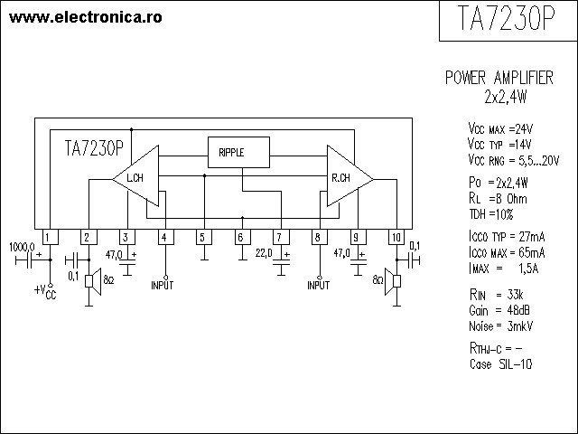 TA7230P power audio amplifier schematic