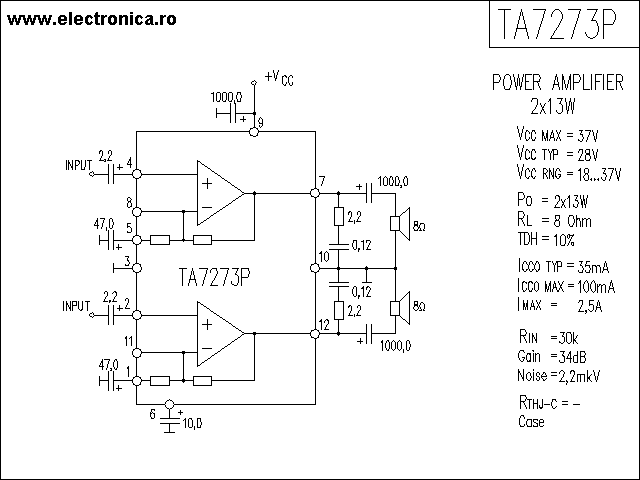 TA7273P power audio amplifier schematic