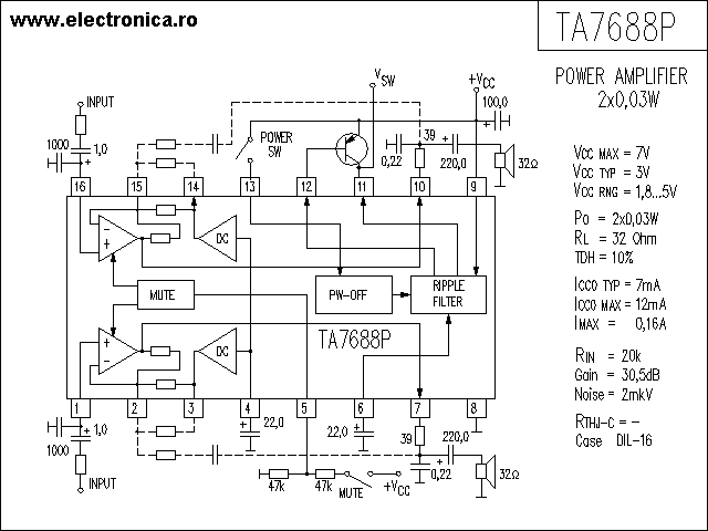 TA7688P power audio amplifier schematic