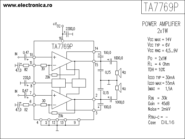 TA7769P power audio amplifier schematic